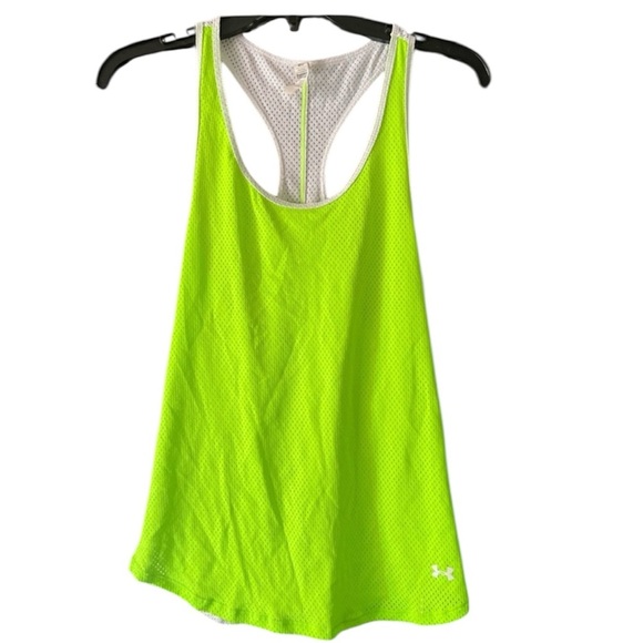🔥3 for $25🔥 EUC NEON LIME GREEN UNDER ARMOUR ATHLETIC TANK TOP SZ M - Picture 1 of 4